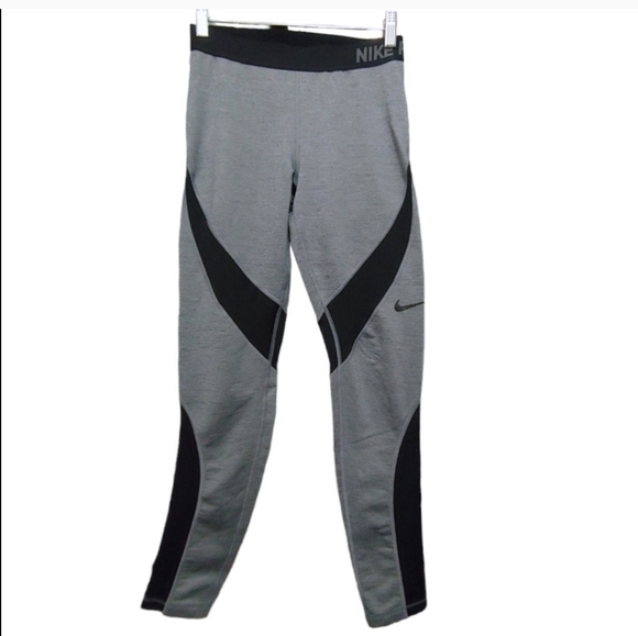 NIKE Pro Womens Gray Black Hyperwarm Training Tights Leggings Womens Size Medium - Picture 9 of 10